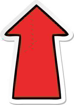 sticker of a quirky hand drawn cartoon arrow vector