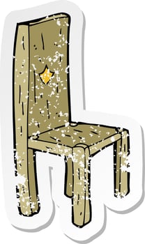 retro distressed sticker of a cartoon old chair vector