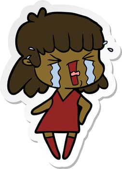 sticker of a cartoon woman vector