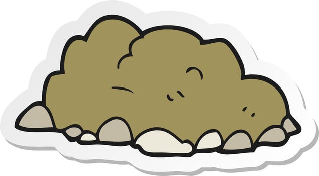 sticker of a cartoon pile of dirt vector