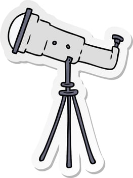 sticker cartoon doodle of a large telescope vector