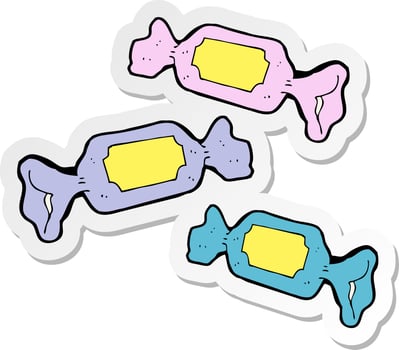 sticker of a cartoon wrapped candy vector