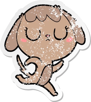 distressed sticker of a cute cartoon dog vector