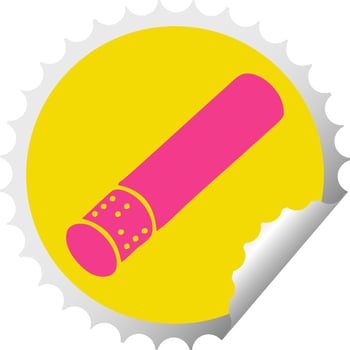 circular peeling sticker cartoon cigarette stick vector
