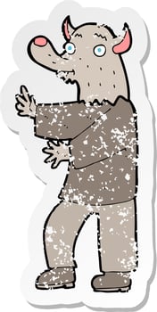 retro distressed sticker of a cartoon werewolf vector
