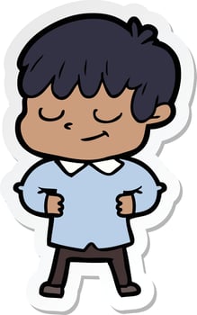 sticker of a cartoon happy boy vector