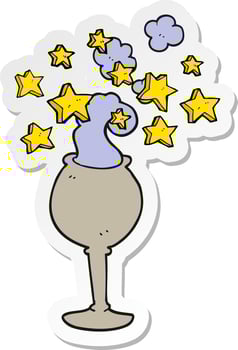 sticker of a cartoon magic goblet vector