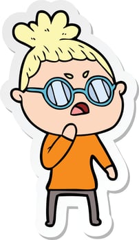 sticker of a cartoon annoyed woman vector