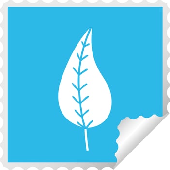square peeling sticker cartoon green leaf vector