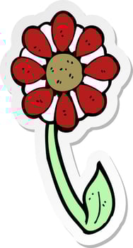 sticker of a cartoon flower vector