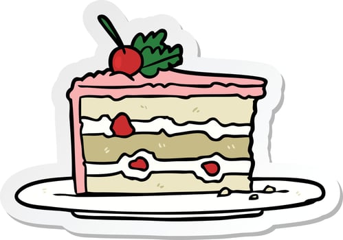 sticker of a cartoon dessert cake vector