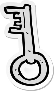 sticker of a cartoon old key vector
