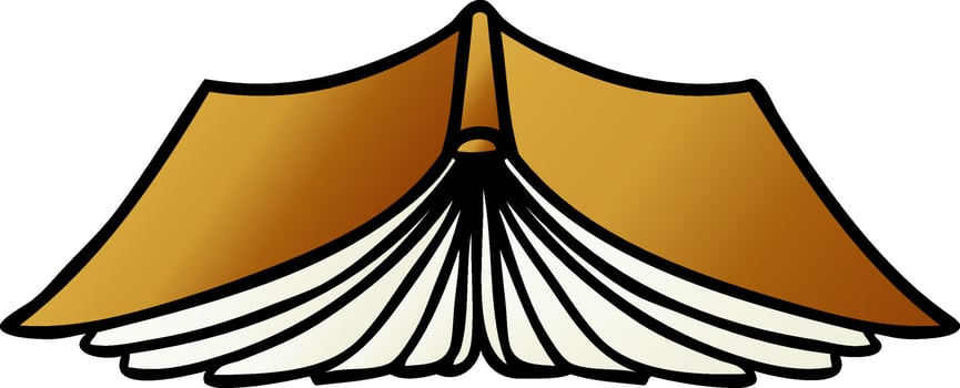 gradient cartoon doodle of an open book vector