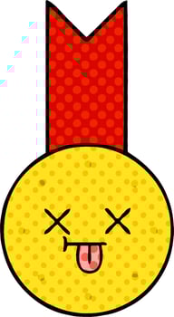 comic book style cartoon gold medal vector