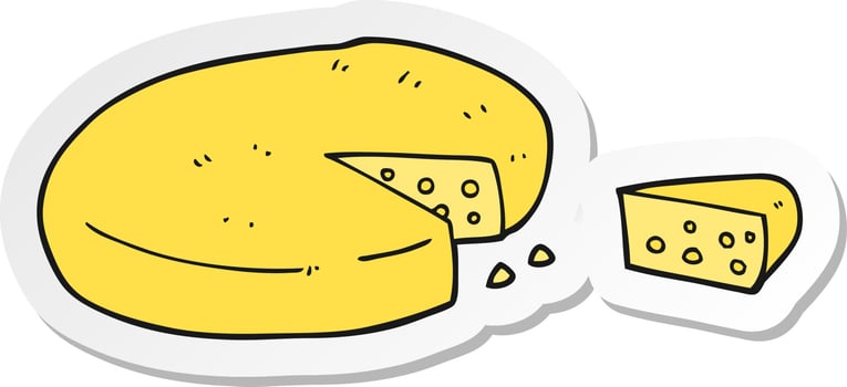 sticker of a cartoon cheese vector