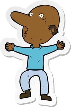 sticker of a cartoon worried middle aged man vector