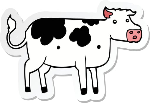 sticker of a cartoon cow vector