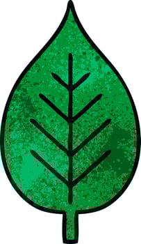 retro grunge texture cartoon green leaf vector