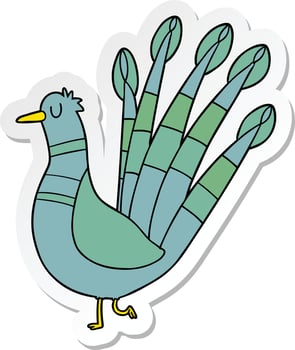 sticker of a cartoon peacock vector