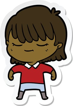 sticker of a cartoon woman vector
