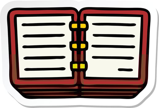 sticker of a cute cartoon note book vector