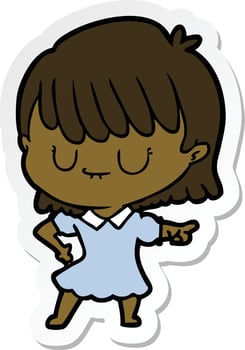 sticker of a cartoon woman vector