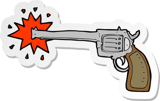sticker of a cartoon firing gun vector