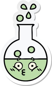 sticker of a cute cartoon test tube vector