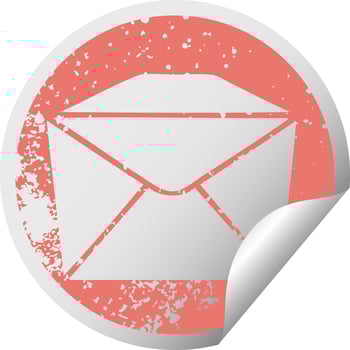 quirky distressed circular peeling sticker symbol parcel vector