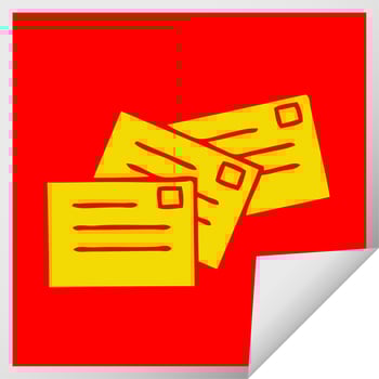 square peeling sticker cartoon letters vector