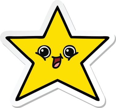 sticker of a cute cartoon gold star vector
