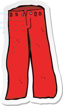 sticker of a cartoon red pants vector
