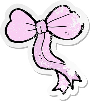 retro distressed sticker of a cartoon bow vector