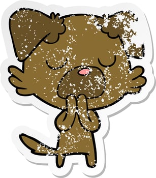 distressed sticker of a cartoon dog vector