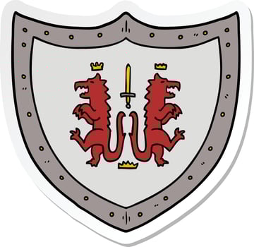 sticker of a cartoon heraldic shield vector