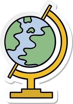 sticker of a cute cartoon world globe vector