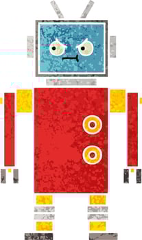 retro illustration style cartoon robot vector