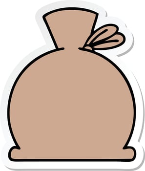sticker of a cute cartoon bag vector