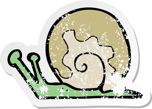 retro distressed sticker of a cartoon snail vector