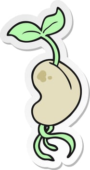 sticker of a cartoon sprouting seed vector