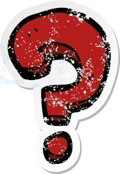 distressed sticker of a cartoon question mark vector