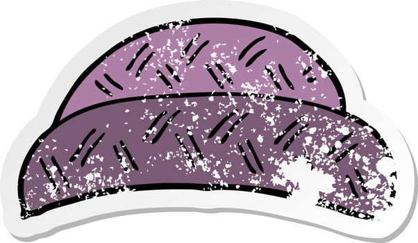 distressed sticker of a cartoon hat vector