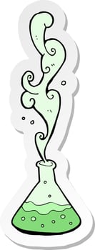 sticker of a cartoon science experiment vector