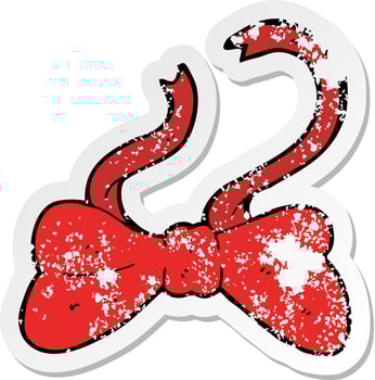 retro distressed sticker of a cartoon bow tie vector