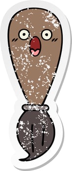 distressed sticker of a cute cartoon paint brush vector