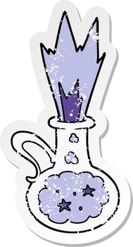 distressed sticker of a cartoon magic potion vector