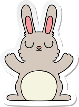 sticker of a quirky hand drawn cartoon rabbit vector
