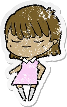 distressed sticker of a cartoon woman vector
