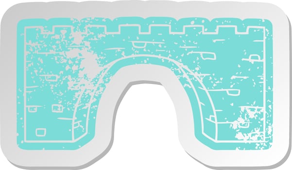 distressed old sticker of a stone bridge vector