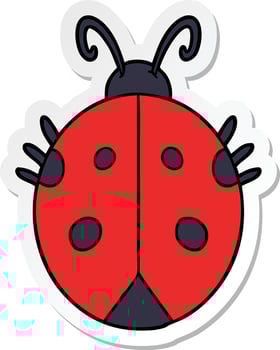 sticker of a cartoon ladybug vector
